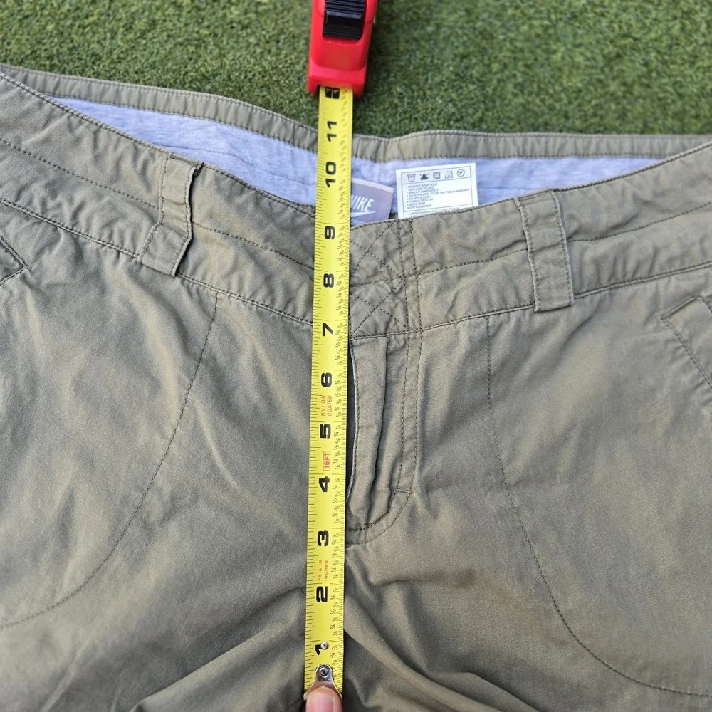 Nike Womens Capri Pants Size L(12-14) Olive Green Cropped Drawstring Hem